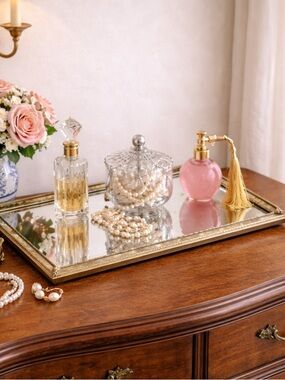 Vintage Vanity Tray Mirror Easel-Back Mirror